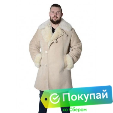 Полушубок Армейский Бекеша белого цвета, прямая Полушубок Армейский Бекеша белого цвета, прямая